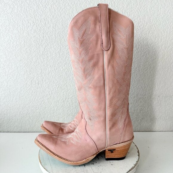 Lane Gallatin Womens Cowboy Boots 10 Pink Cowgirl Western Mid Calf Pointed Toe - Picture 4 of 11